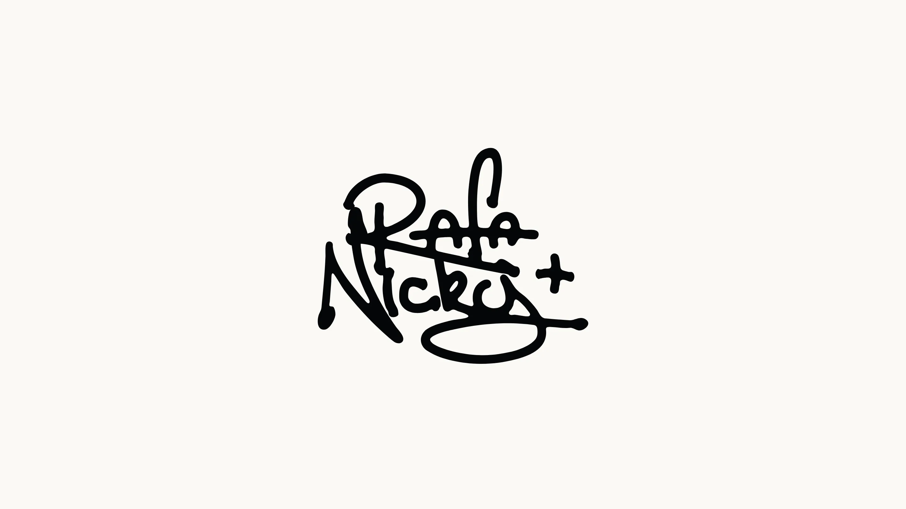 The Rafa & Nicky signature on the paper ground — the blend prints it near-black.