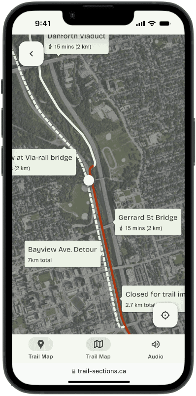 Updated prototype with satellite map and detour-first flow