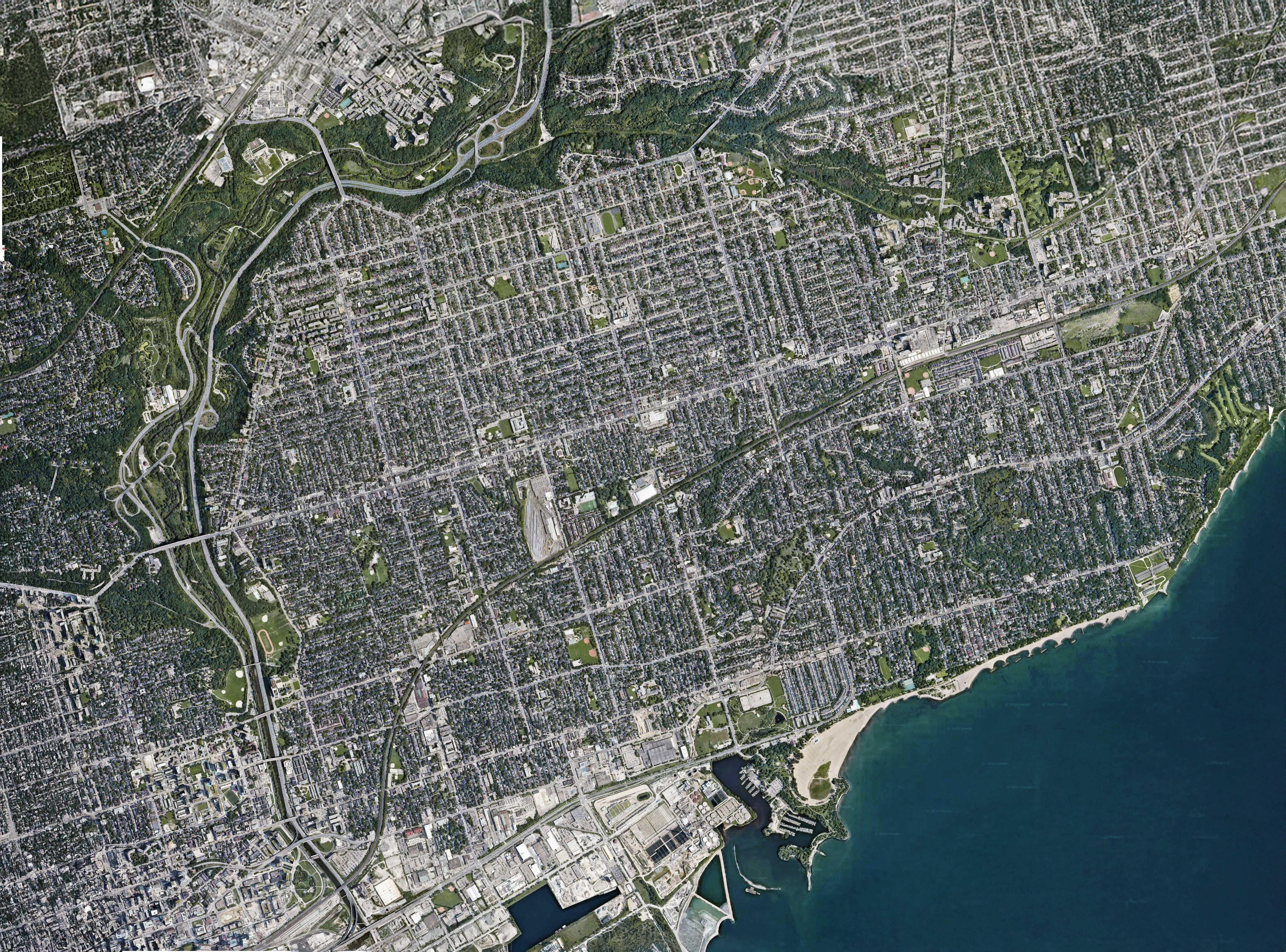 The Lower Don Valley Trail, composited from Google Maps